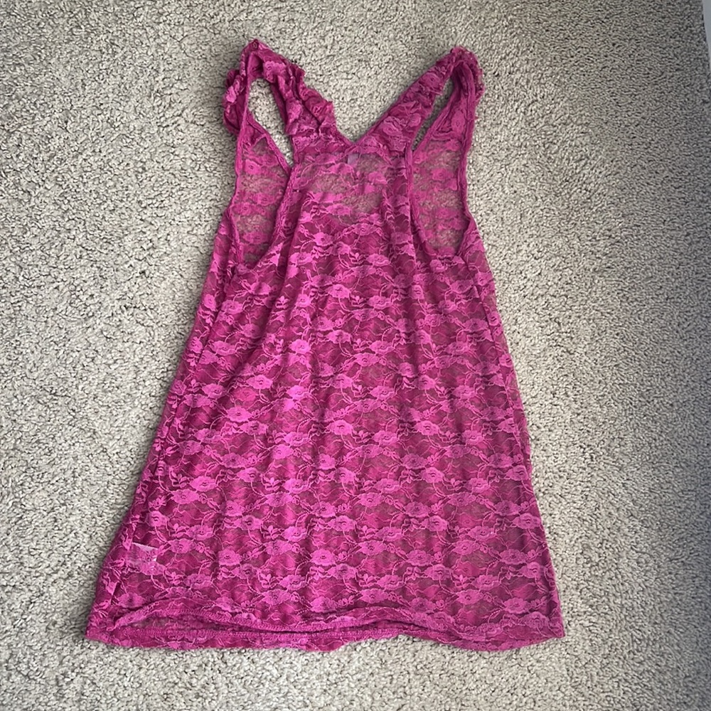 Charlotte Russe Pink Lace Racerback Tank - Picture 2 of 3